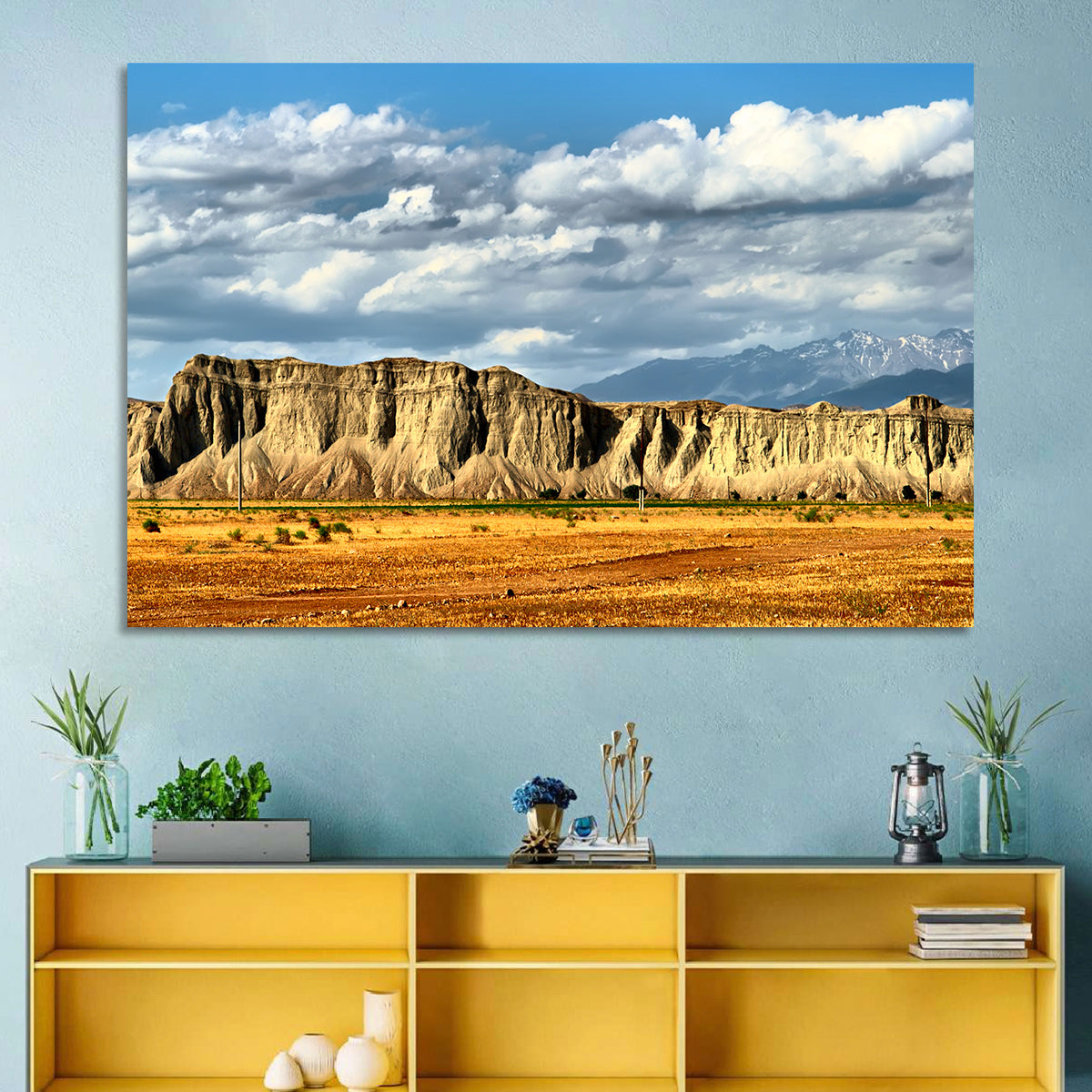 Snake Mountain Ridge Cliffs Wall Art in a room, landscape