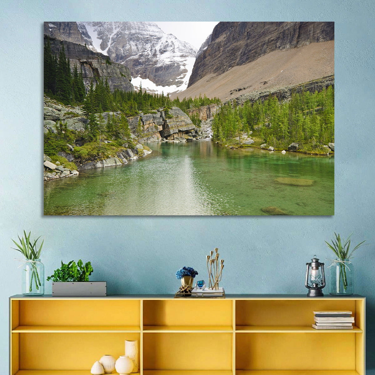 Lake Oesa Alpine View Wall Art in a room, landscape