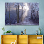 Frosted Forest Path at Dawn Wall Art