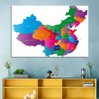 Colorful China Provinces Map Wall Art