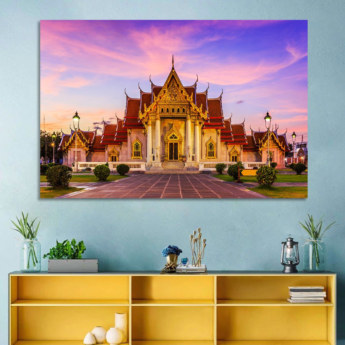 Wat Benchamabophit at Dusk Wall Art in a room, landscape