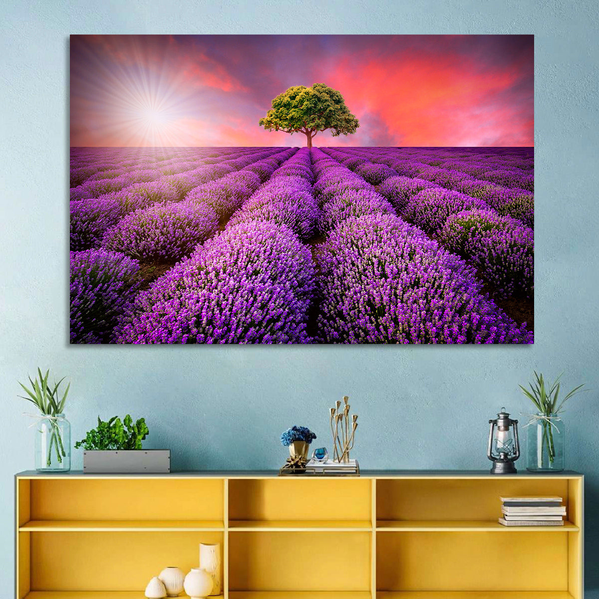 Sunset Over Lavender Fields Wall Art