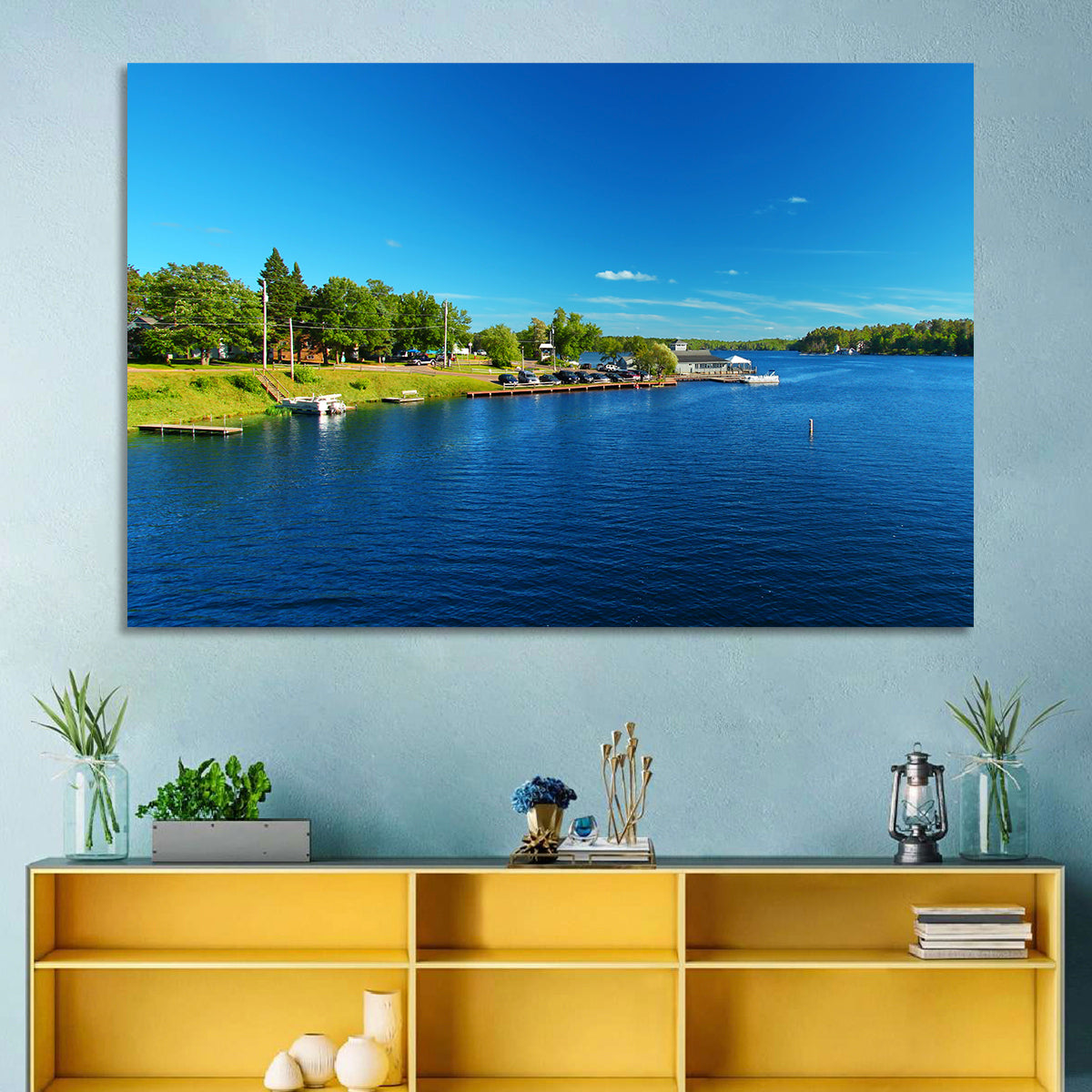 Lake Minocqua Wall Art in a room, landscape