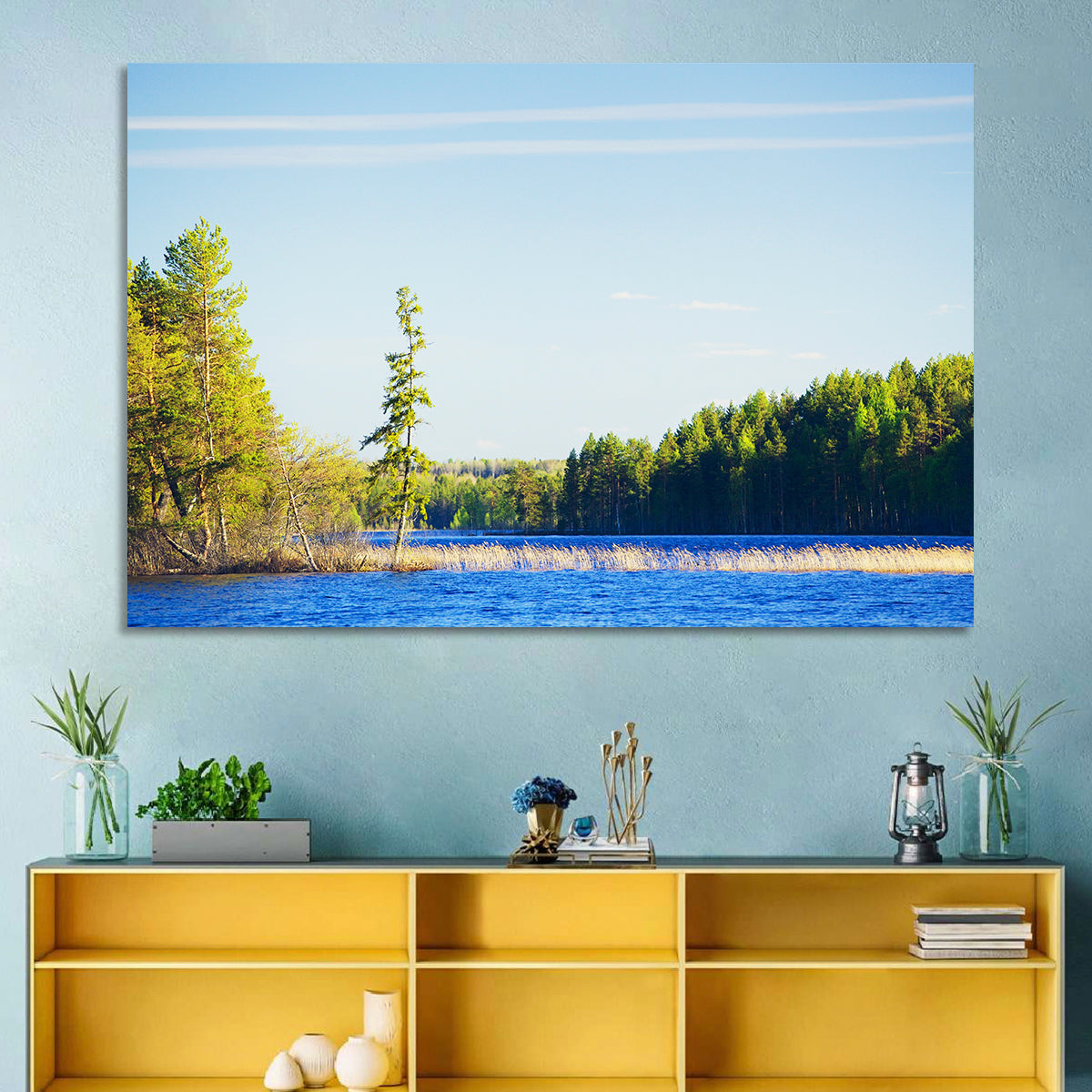 Summer Forest Lake Shoreline Wall Art