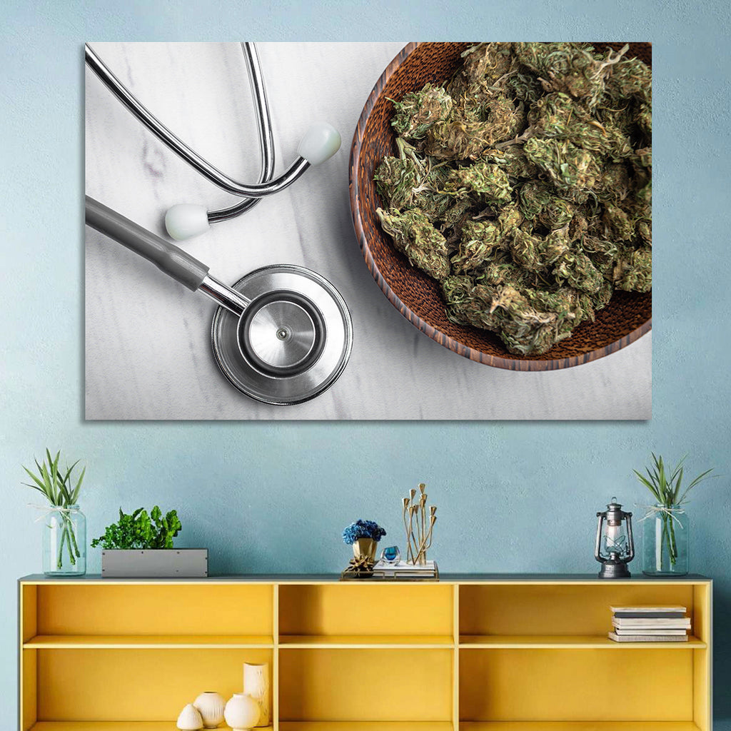 Stethoscope and Medical Cannabis Still Life Wall Art