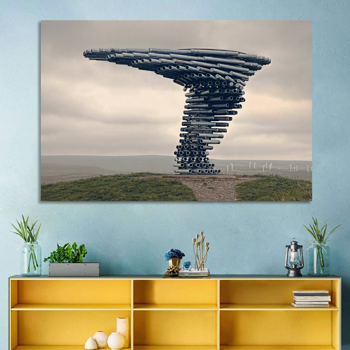 Singing Ringing Tree on Grassy Hill Wall Art in a room, landscape