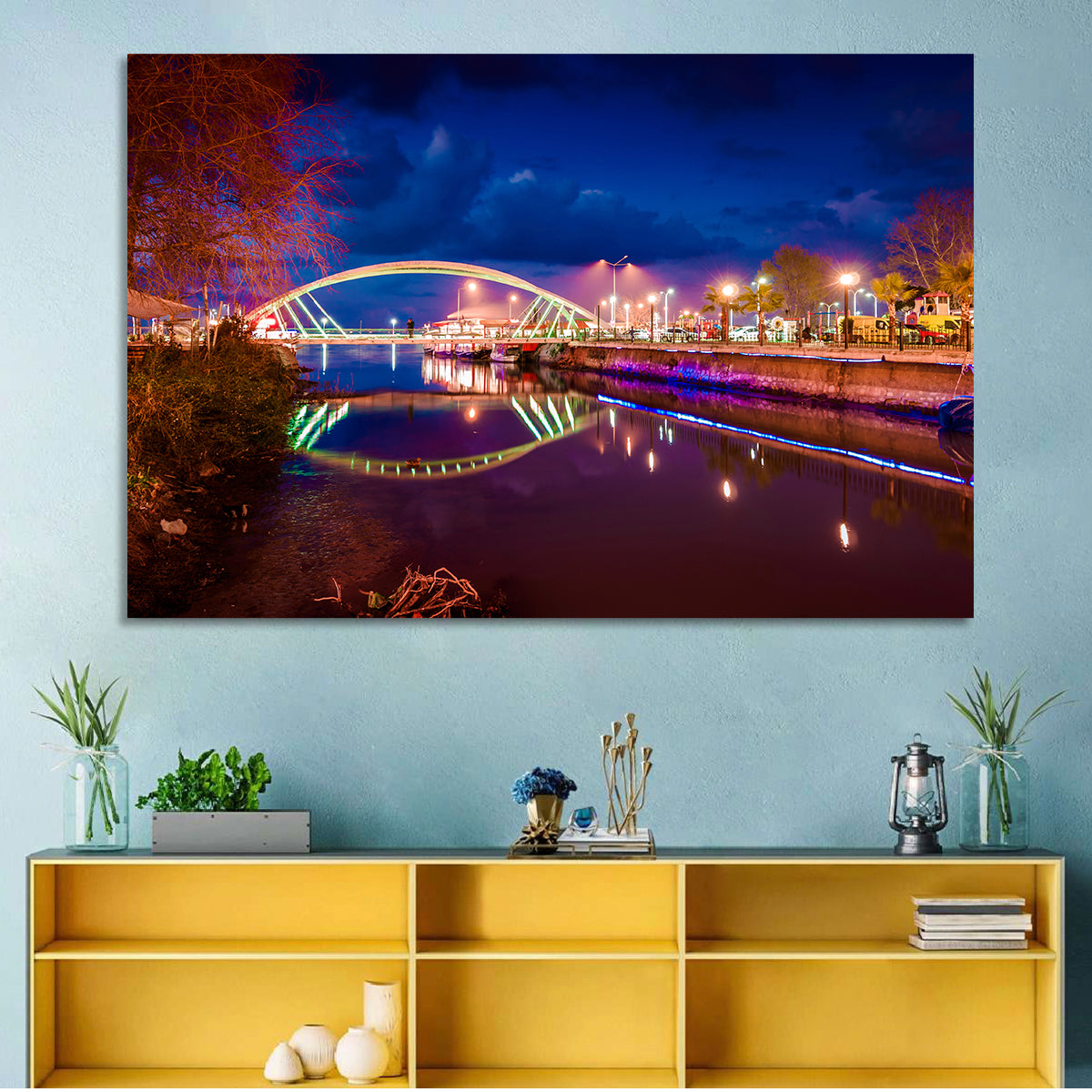 Lovers Bridge Nightscape Wall Art
