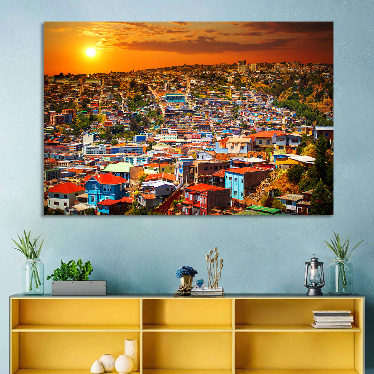 Valparaíso Hills Sunset Wall Art