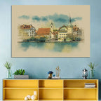 Lucerne Waterfront Sketch Wall Art
