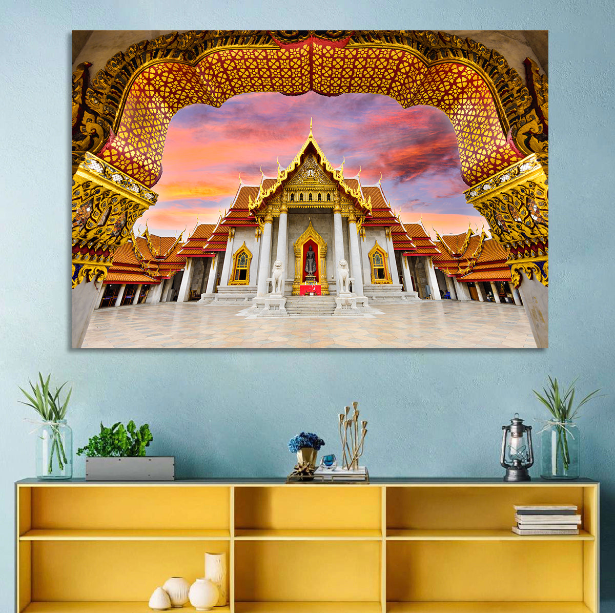 Marble Temple at Sunset Wall Art in a room, landscape