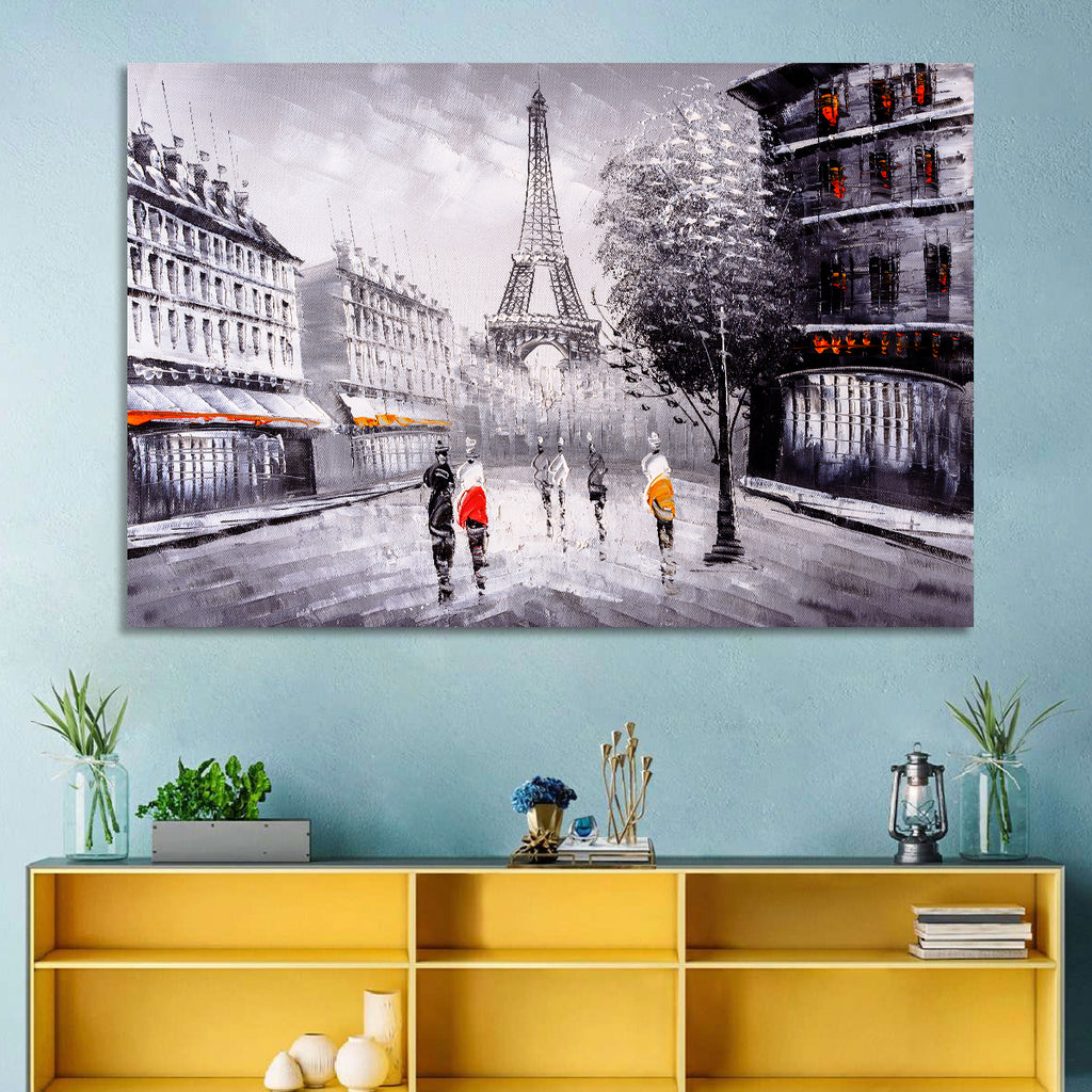 Paris Street with Eiffel Tower Wall Art
