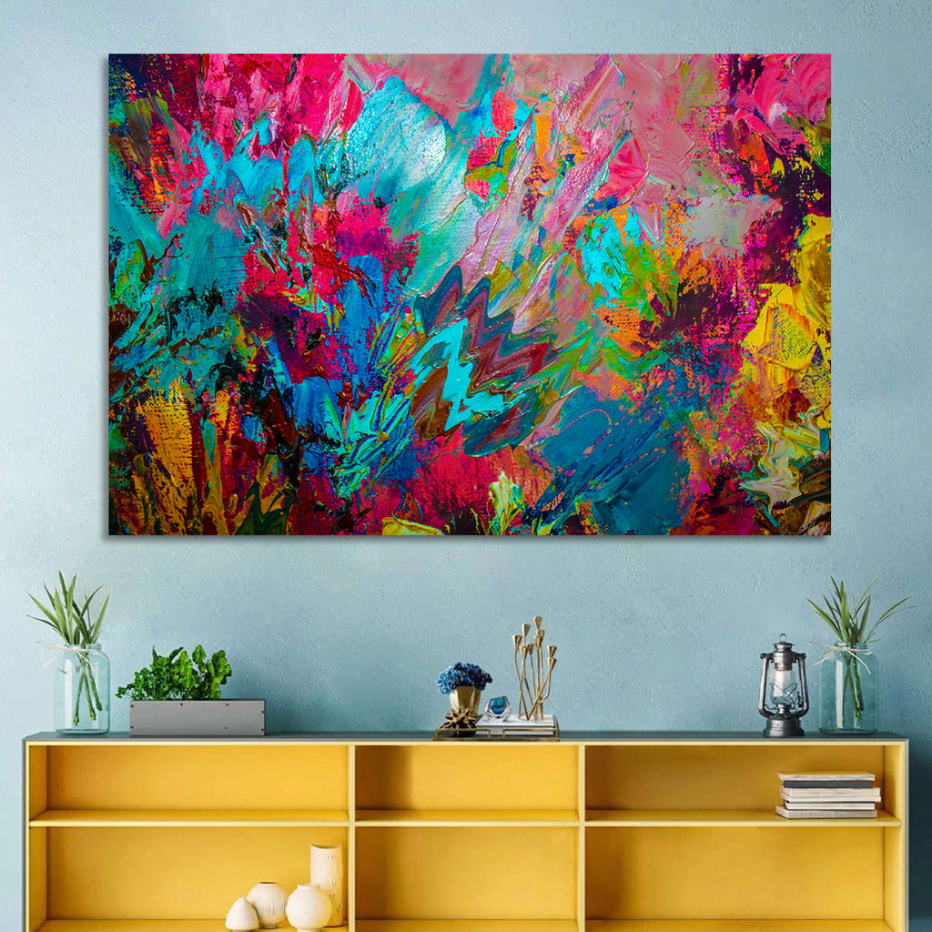 Vibrant Impasto Color Burst Abstract Wall Art