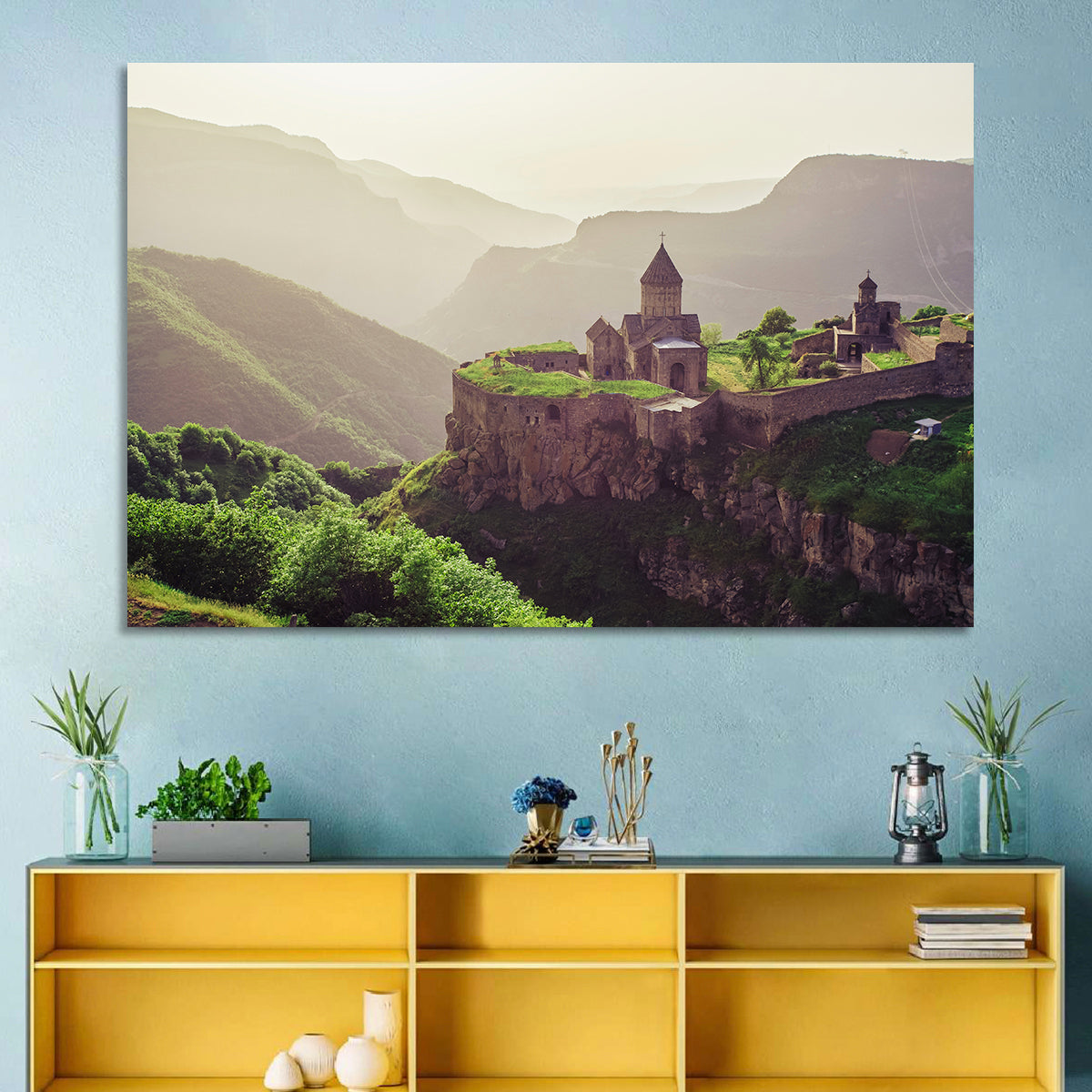 Tatev Monastery at Golden Hour Wall Art in a room, landscape