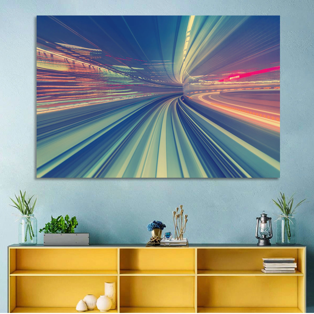 Monorail Night Light Trails Wall Art