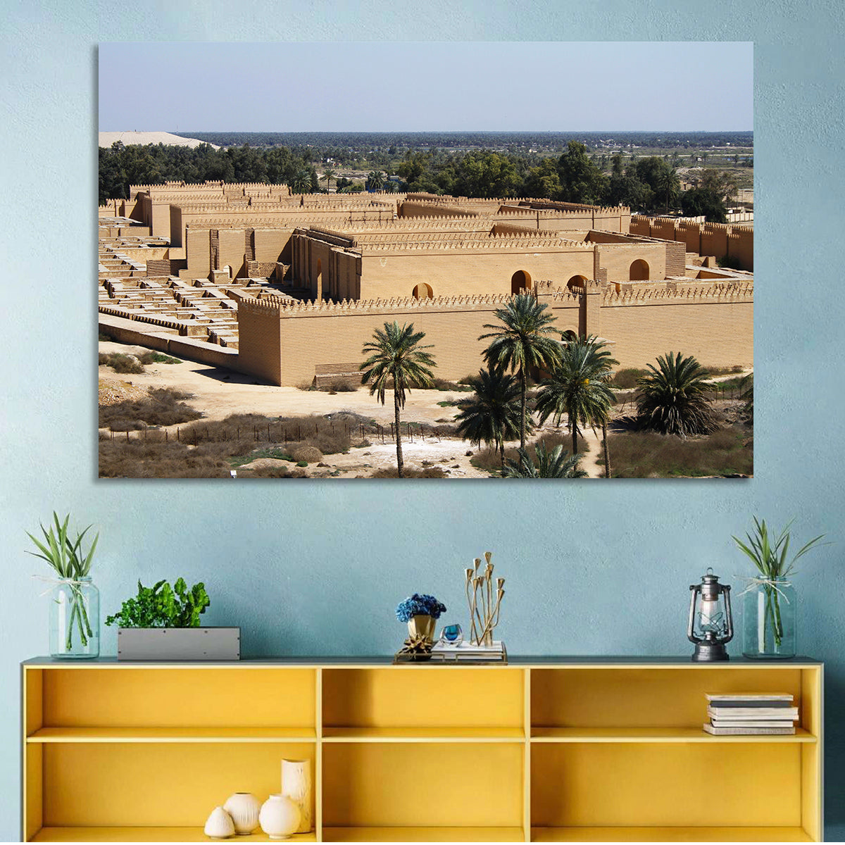 Babylon Palace Ruins Wall Art in a room, landscape
