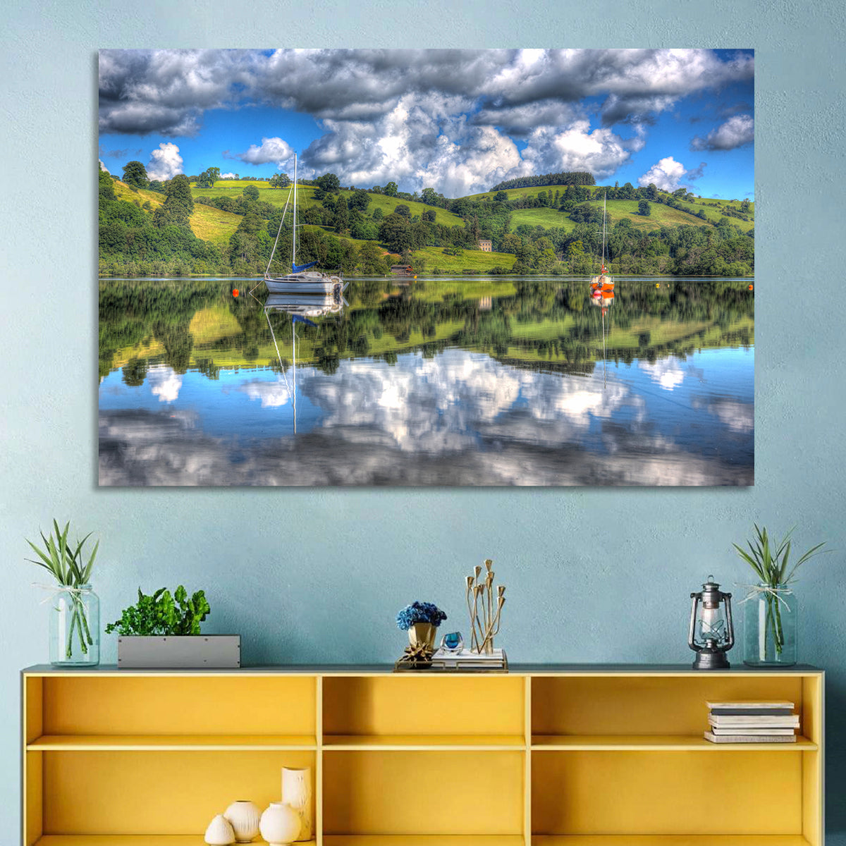 Sailboats on Ullswater Wall Art in a room, landscape