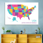 Detailed United States Map Wall Art