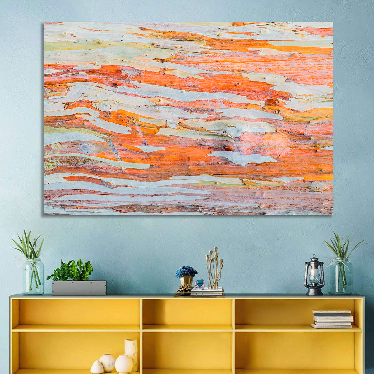 Abstract Eucalyptus Bark Layers Wall Art in a room, landscape