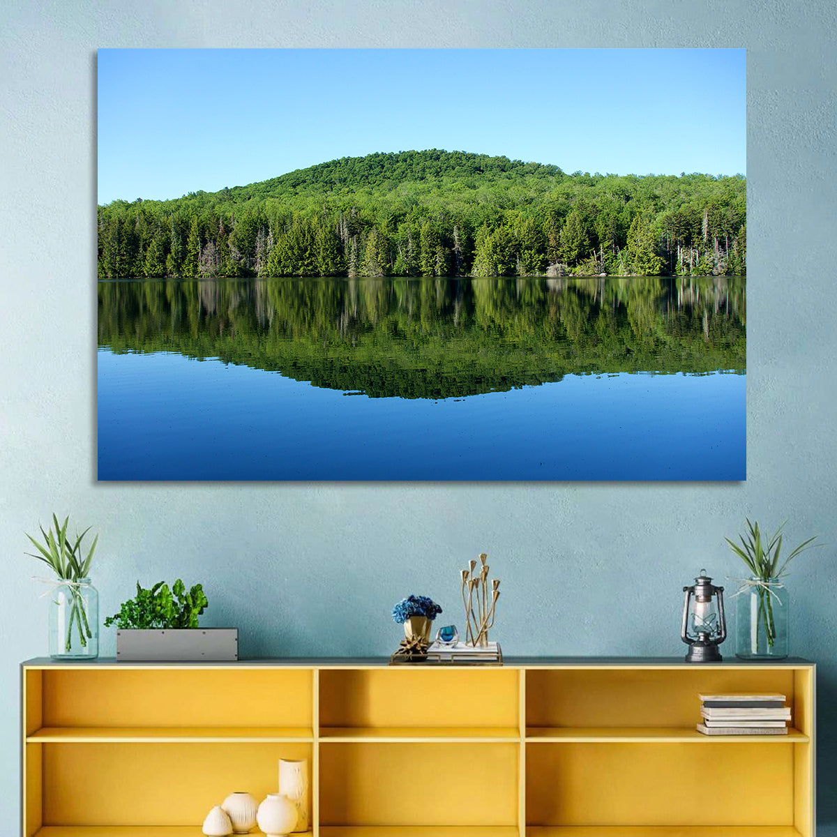 Vermont Mountain Lake Wall Art in a room, landscape