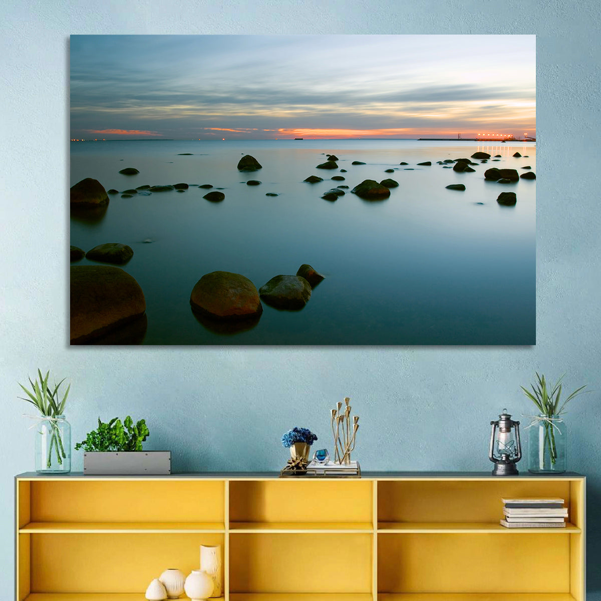 Baltic Sea at Twilight Wall Art in a room, landscape