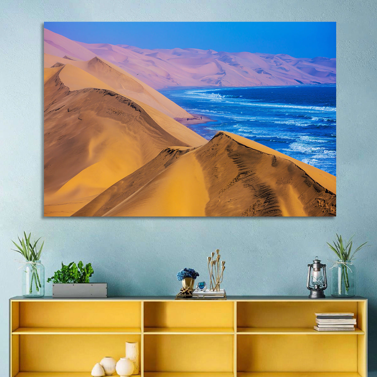 Sandwich Harbour Dunes Meet the Atlantic Wall Art in a room, landscape
