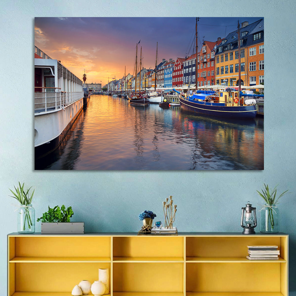 Nyhavn Canal at Sunset Wall Art