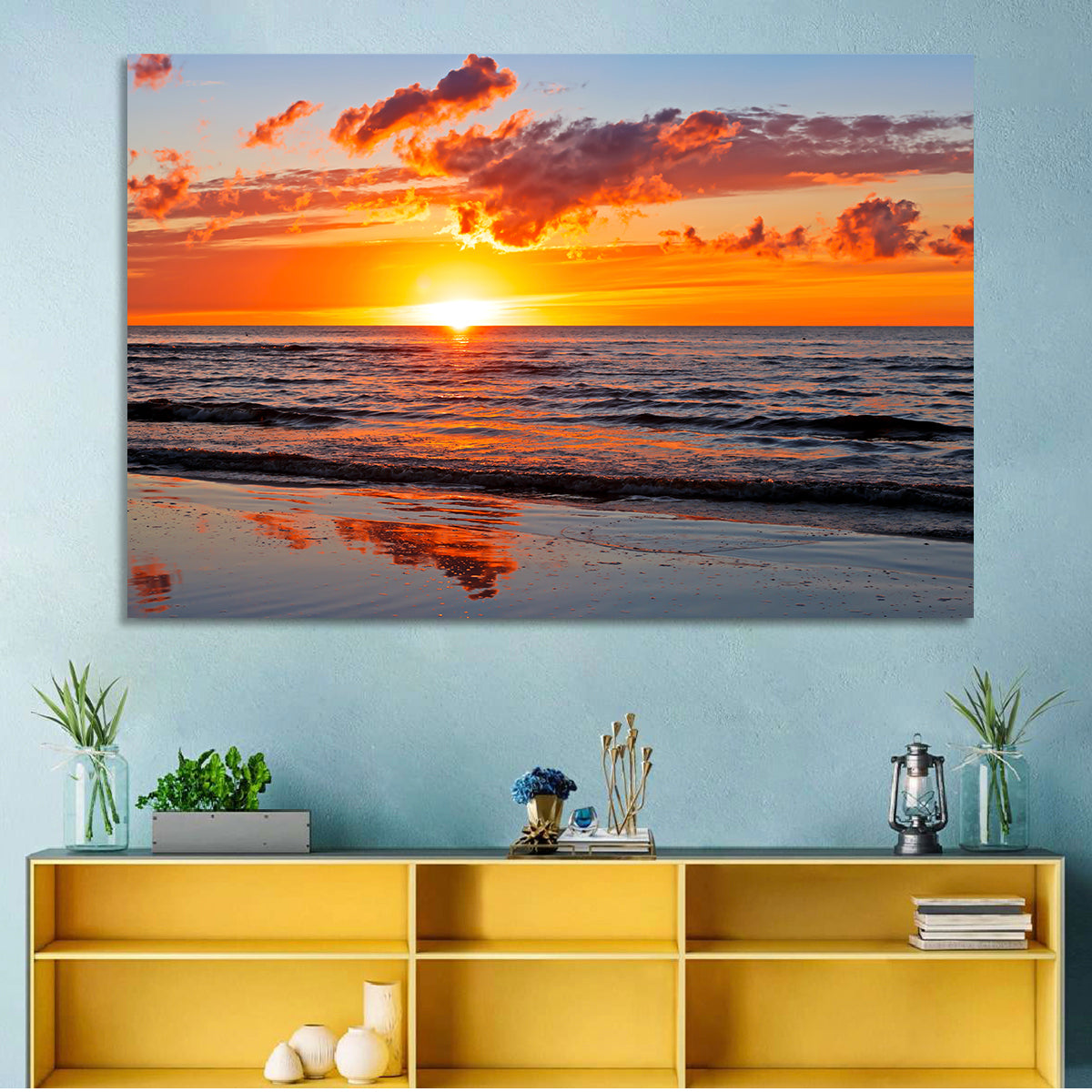Sunset Over the Baltic Wall Art in a room, landscape