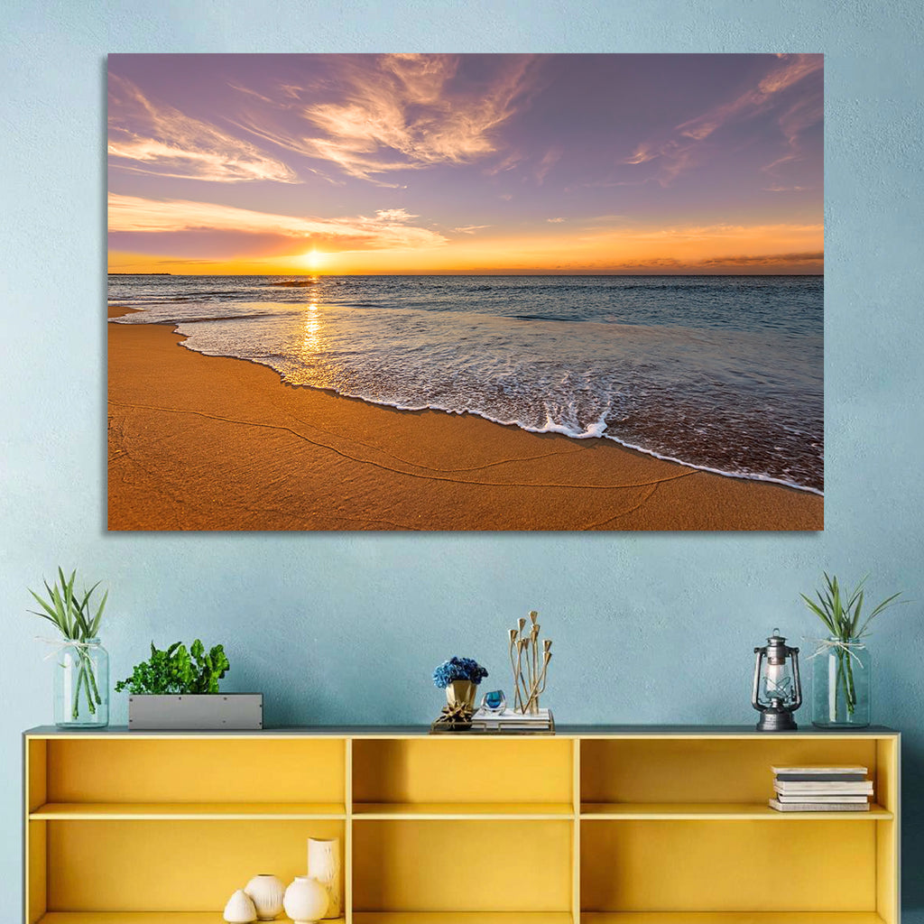 Sunrise Over Ocean Beach Wall Art