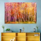 Vibrant Autumn Birch Grove Wall Art