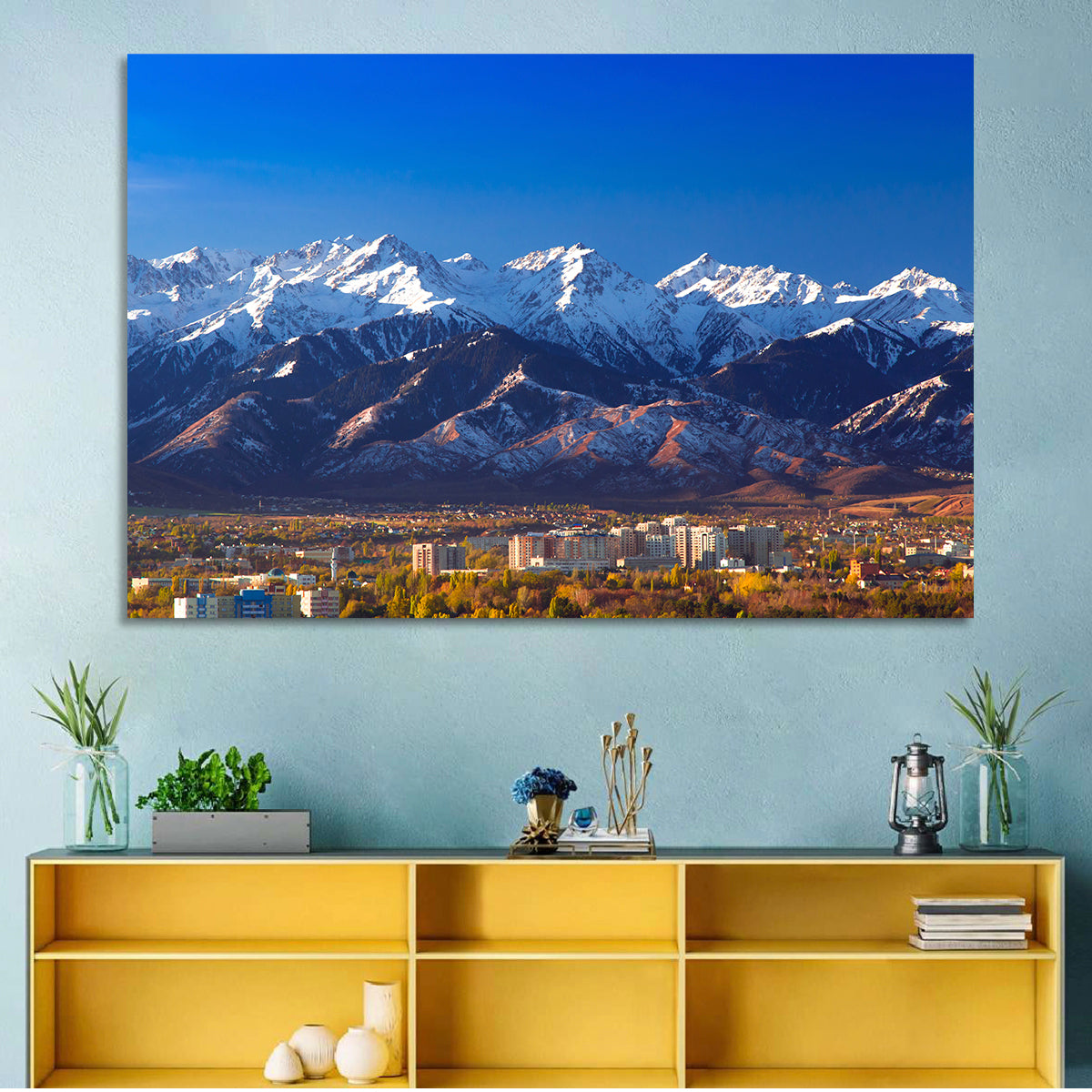 Almaty Snow-capped Trans-ili Alatau Wall Art in a room, landscape