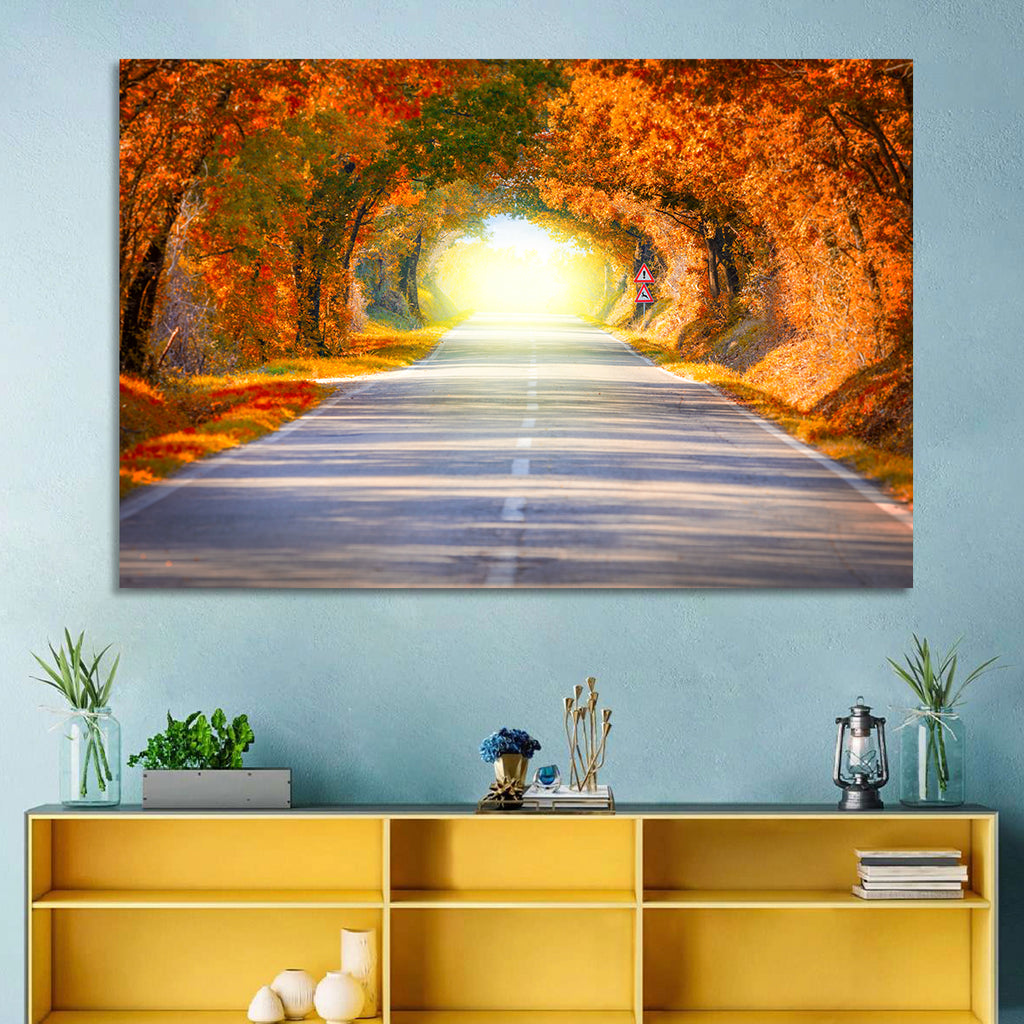 Golden Autumn Tree Tunnel Wall Art