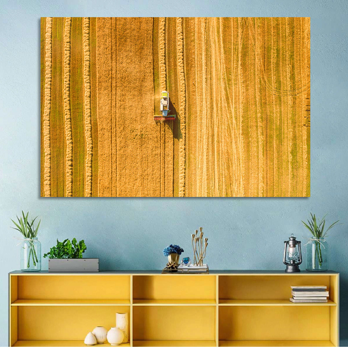 Aerial Wheat Harvest Wall Art