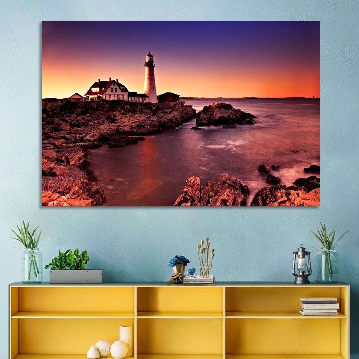 Portland Head Light at Dusk Wall Art