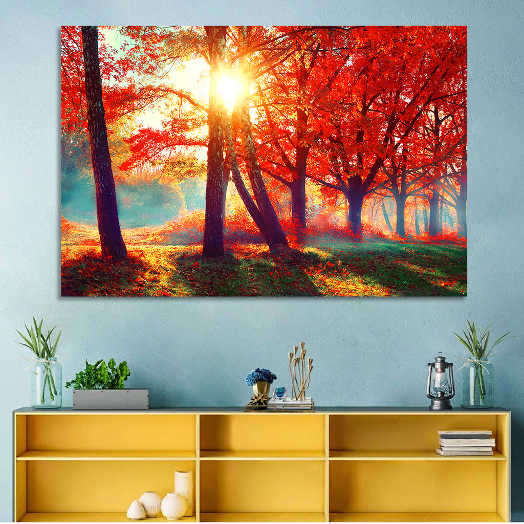 Autumn Park Sunrise Wall Art