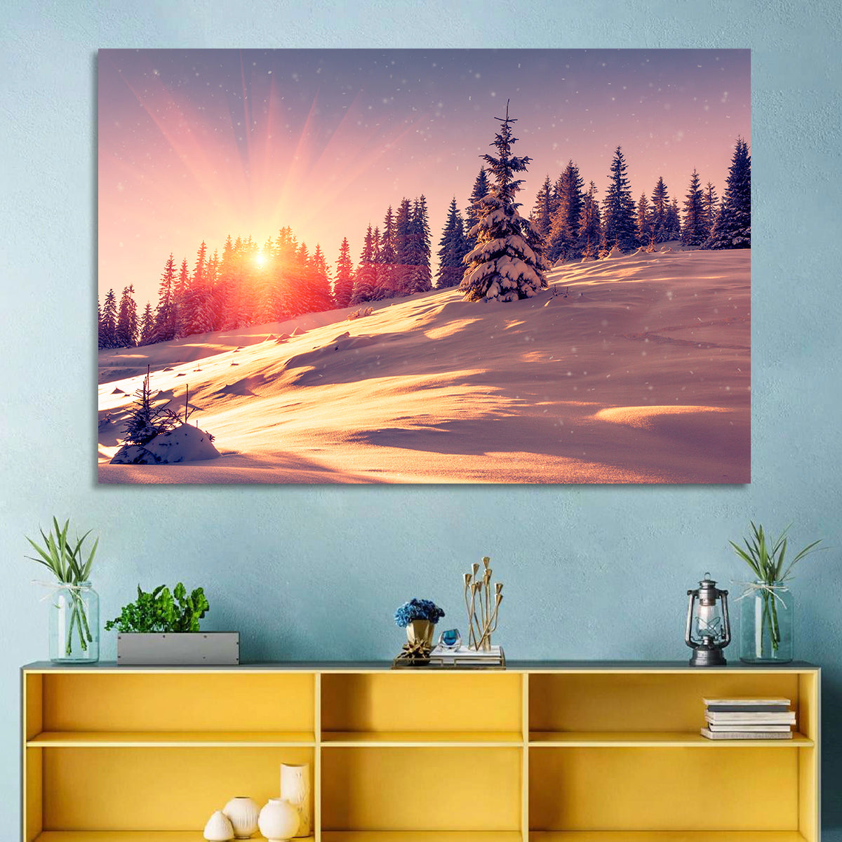 Winter Mountains Sunrise Wall Art