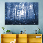 Blue Mist Forest at Twilight Wall Art