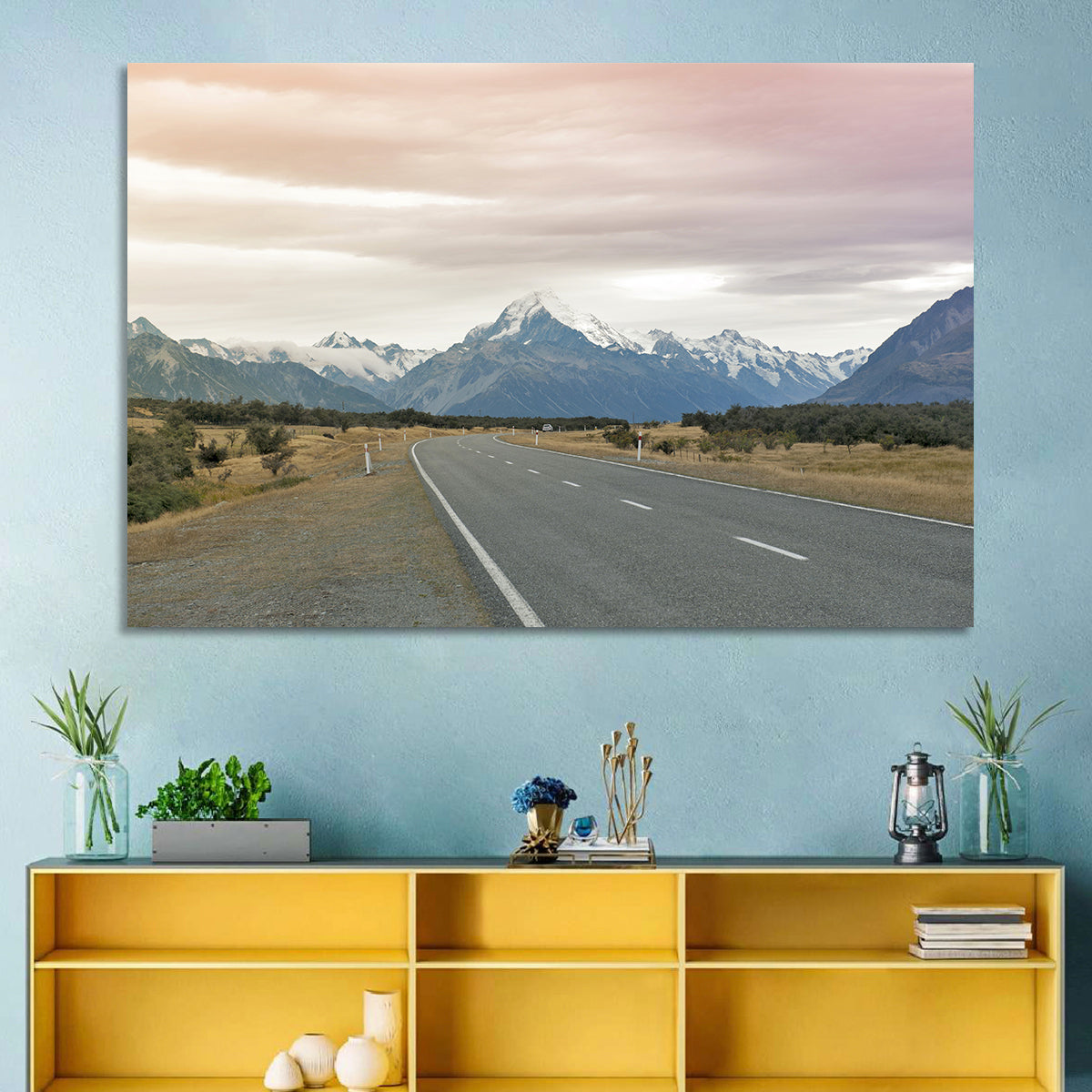 Road to Mount Cook Wall Art in a room, landscape
