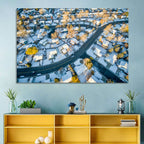 Snowy Fort Collins Neighborhood Aerial Wall Art