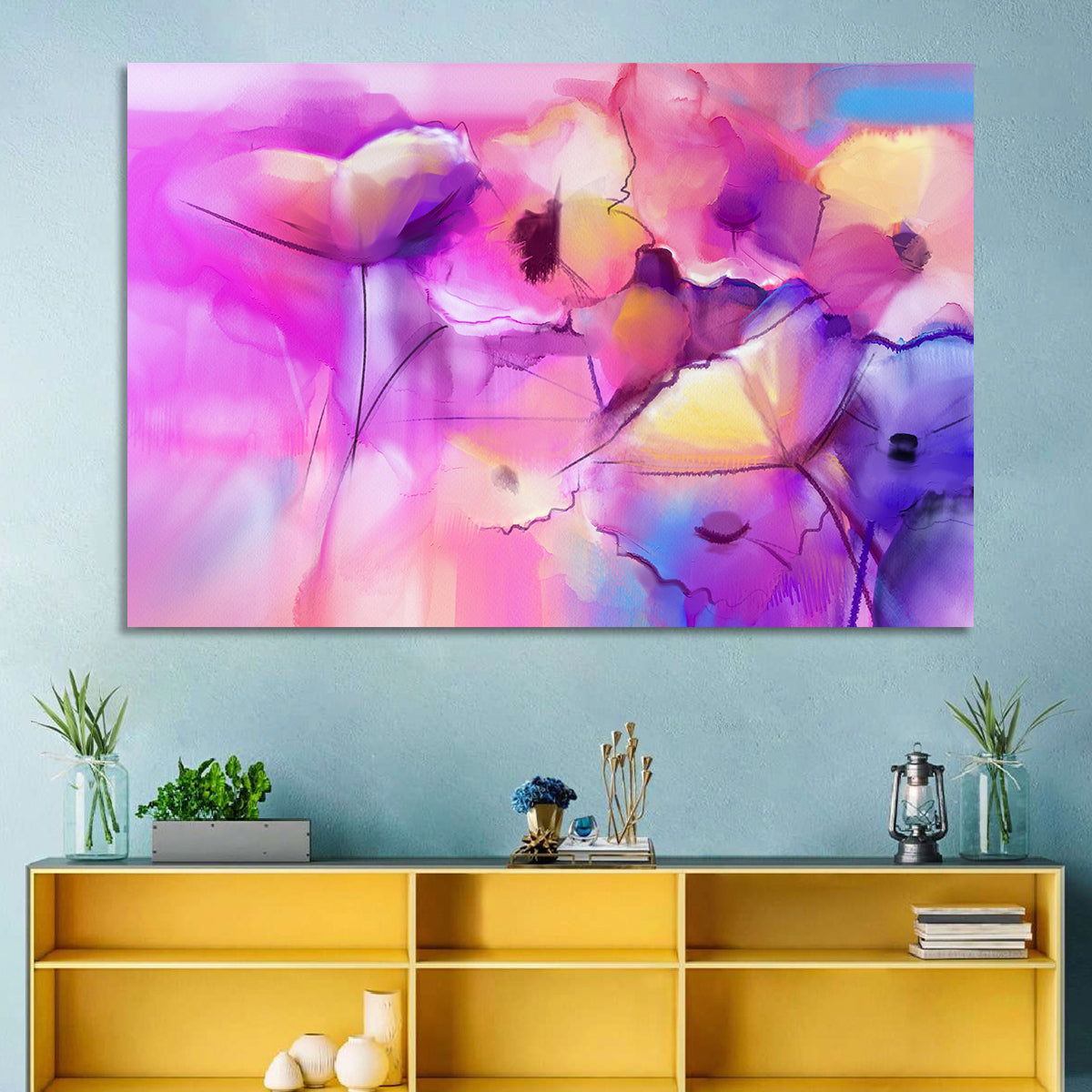 Abstract Tulip Garden Wall Art in a room, landscape