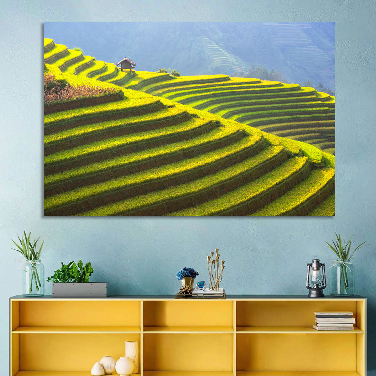 Mu Cang Chai Rice Terraces Wall Art in a room, landscape