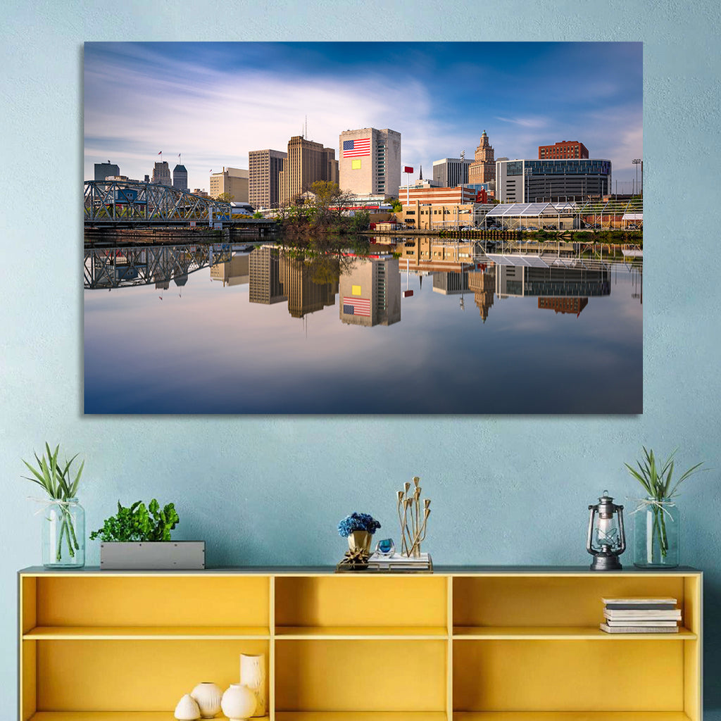 Newark Skyline Reflection Wall Art