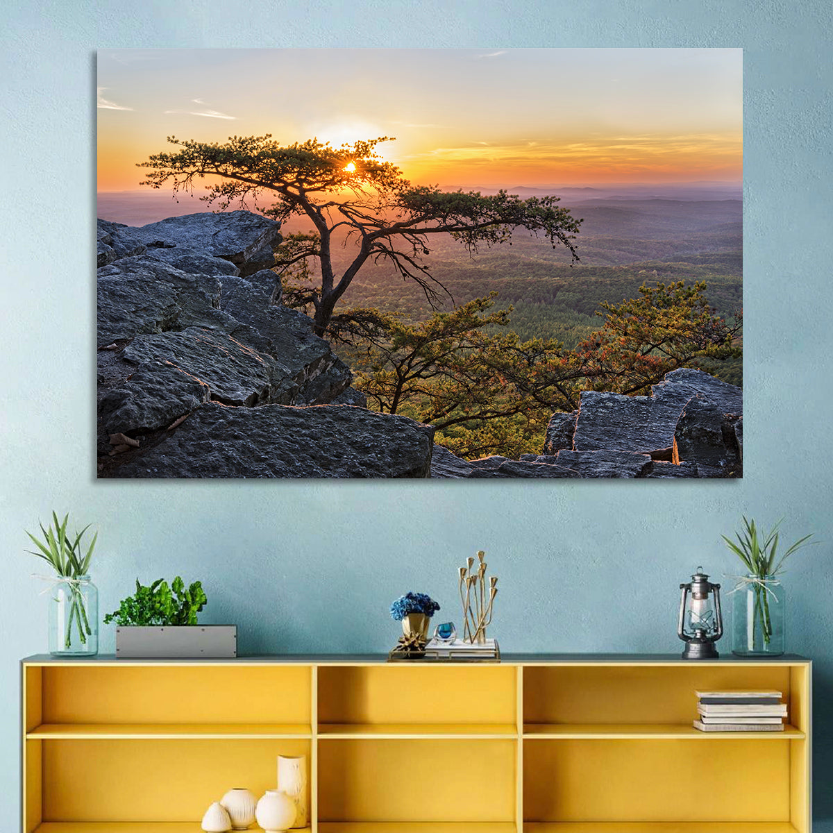 Cheaha State Park Sunset Over Pulpit Rock Wall Art in a room, landscape