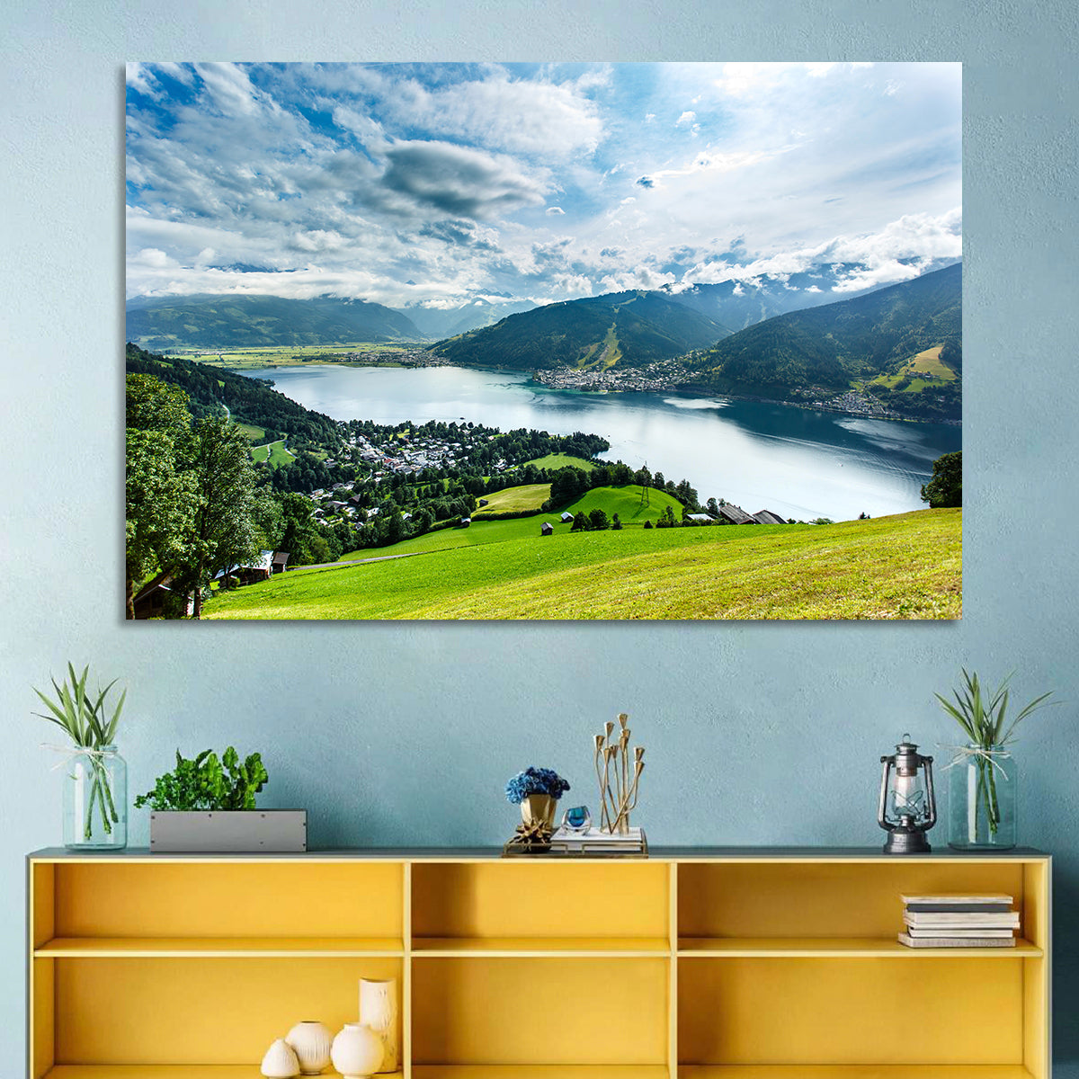 Zell Am See Panorama Wall Art in a room, landscape