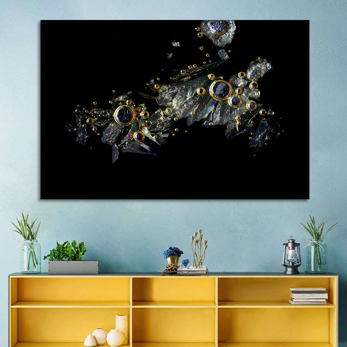 Microscopic Vitamin C Crystals Wall Art in a room, landscape