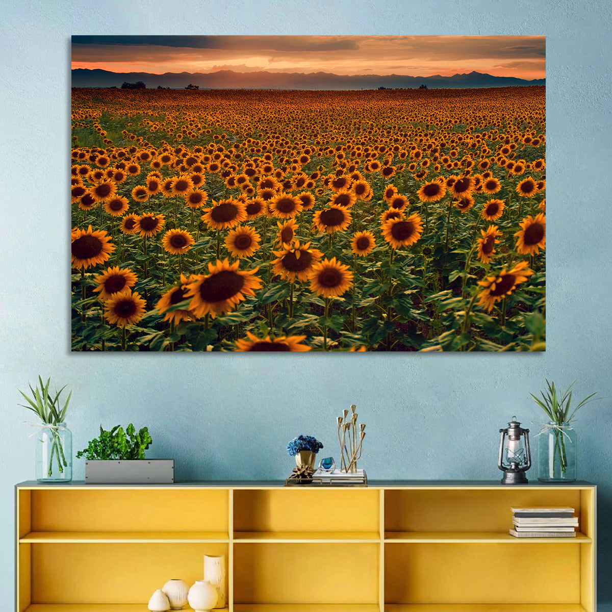 Colorado Sunflower Field at Sunset Wall Art