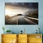 Golden Sunrise Coastal Road Wall Art