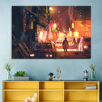 Old Street Lights at Night Wall Art