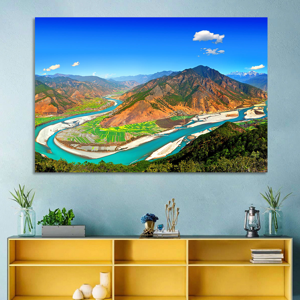 First Bend of the Yangtze, Lijiang Wall Art in a room, landscape