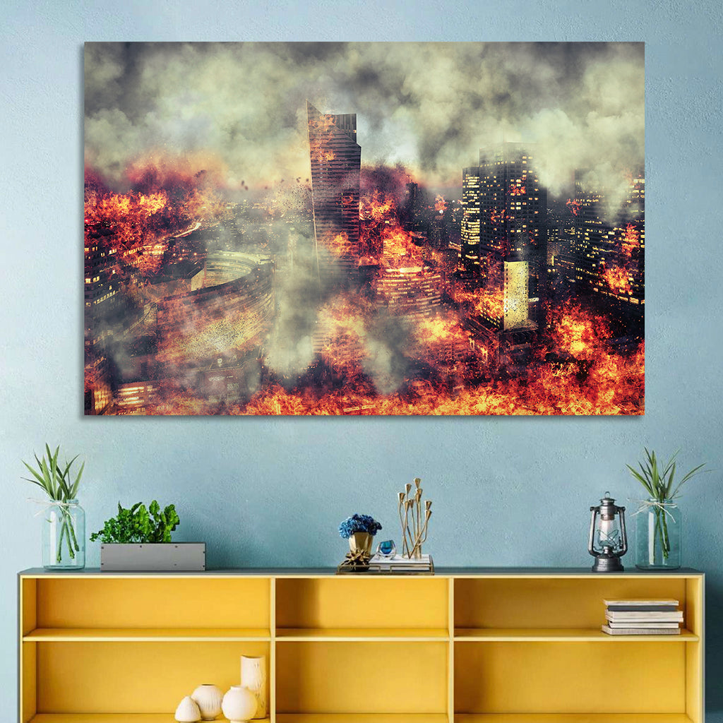 Warsaw Spire Burning City Abstract Wall Art