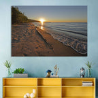 Lake Superior Driftwood Beach Sunset Wall Art